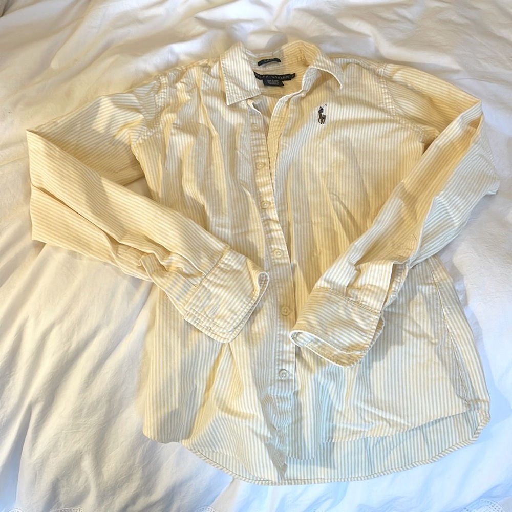 yellow striped ralph lauren button down